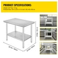 thumbnail image 6 of KFFKFF 35 x 24 x 31 Inch Metal Prep Station, Heavy Duty Commercial Food Prep Work Table up to 700 lbs, Robust Stainless Steel Work Table with 3 Height Adjustment Options for Kitchen, Restaurant, 6 of 8