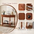 thumbnail image 6 of Atumcto Half Moon Console Table with Drawer and Shelf, Fluted Entryway Sofa Table with Roman Column Legs for Hallway and Living Room, Walnut, 6 of 11