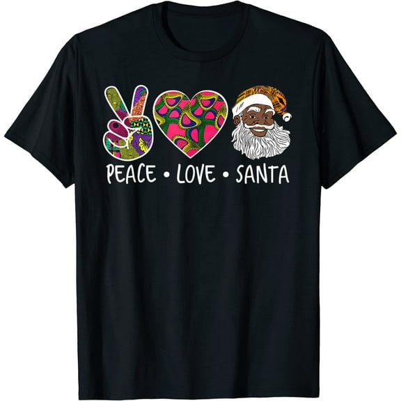 Peace Love Santa African Print Design African American Santa