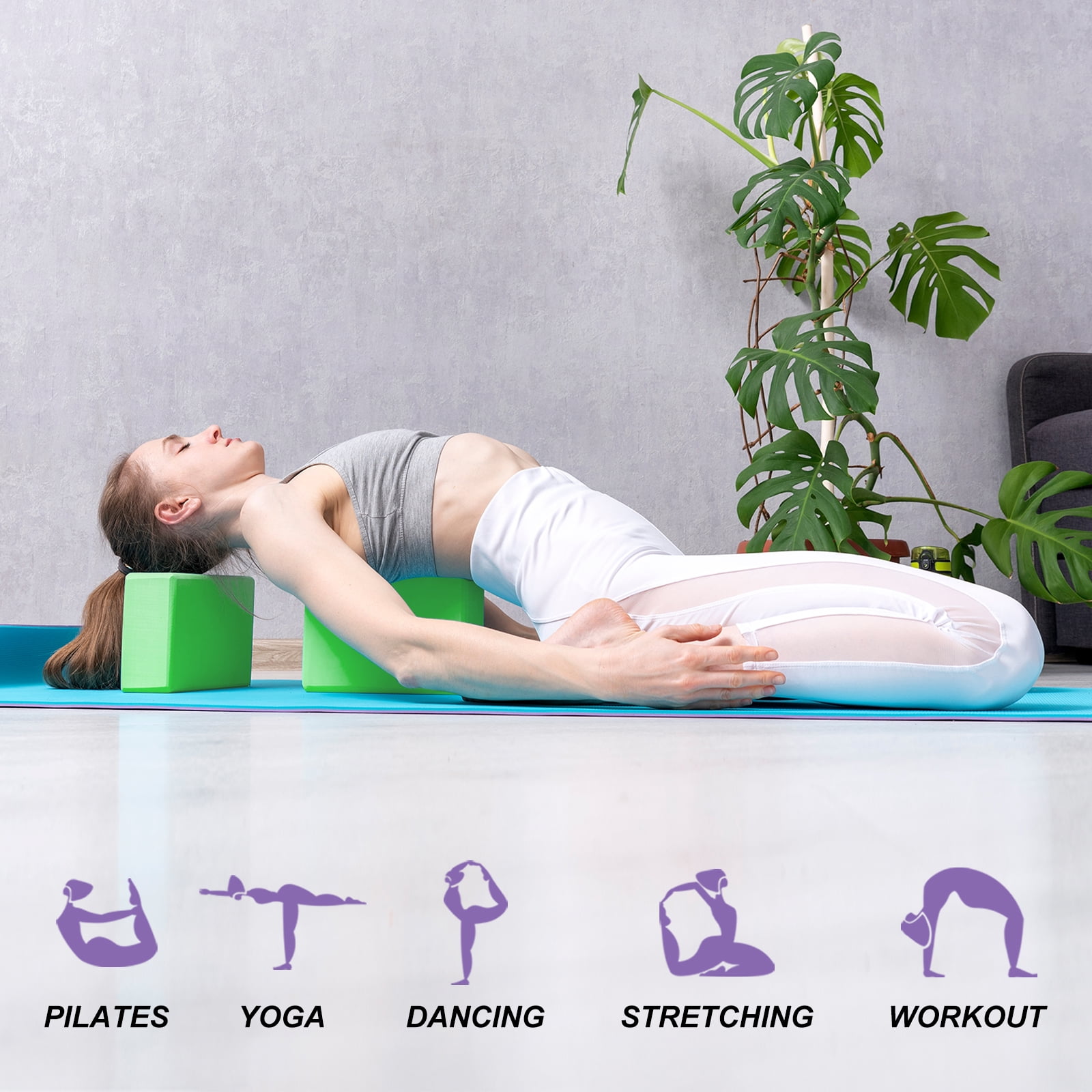 9Pcs Yoga Blocks High-Density EVA Foam Yoga Block Bulk Non-Slip Dance Brick for Stretching Pilates, Multicolor