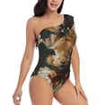 thumbnail image 3 of Goofa Palatial Style Flower Rabbit Pattern Women's One Piece Swimsuits Tummy Control Bathing Suits Asymmetric One Shoulder Swimwear-Large, 3 of 6
