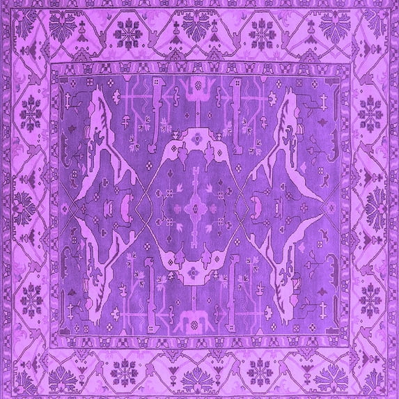 Ahgly Company Indoor Square Oriental Purple Industrial Area Rugs, 8' Square