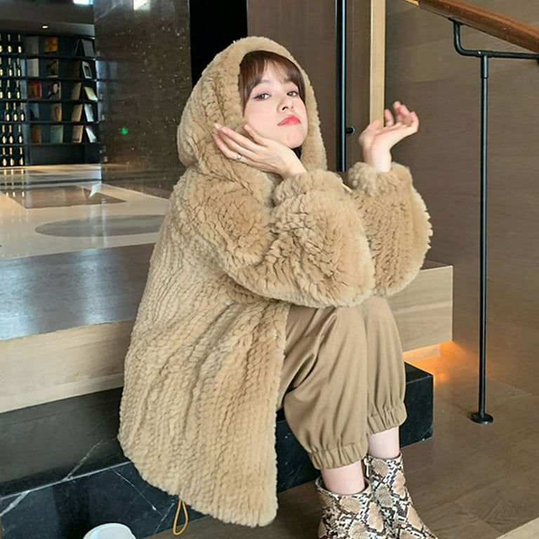 Fur Coat Women Trendy Premium Quality Rex Rabbit Fur Jacket Autumn Winter  Warm Fashion Outwear