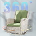 thumbnail image 3 of Meet Leisure 4-Pieces Outdoor Swivel Rocker Wicker Patio Chair Set with 2 Tables, Green, 3 of 8