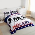 thumbnail image 3 of Homewish Boys Ball Game Bedding Comforter Set,Hockey Sport Lover Twin Comforter Sets,White Blue Red Bedding Set For Boys Kids,Breathable Home Decor Reversible,2-Piece, 3 of 8