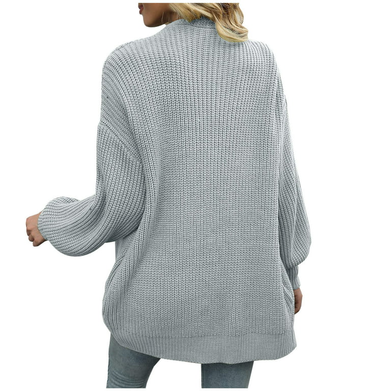 Olyvenn Knee Length Cardigan Sweater Coat Tops for Women Pocket
