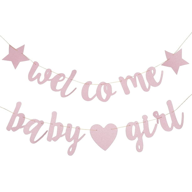 GOOHOCHY Bienvenido Baby Banner Baby Shower Hanging Flag Banning Género Revelación Decoración de la fiesta