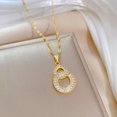 thumbnail image 1 of Collar de boda de lujo con doble anillo y 8 palabras, cadena de clavícula femenina, cadena de acero de titanio, 1 of 5
