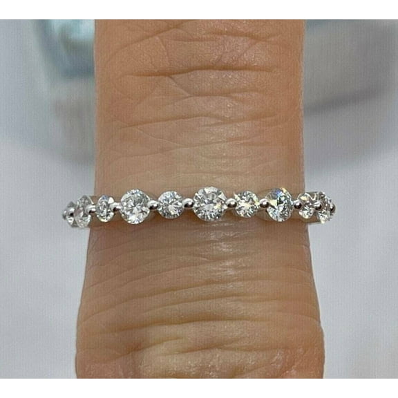 2Ct Round Cut Lab-Created Diamond Eternity Band Ring14k White Gold Plated Silver