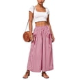 thumbnail image 5 of VBVC Women's Striped Straight Leg Pants , Summer Vacation Beach Trousers For Women , Ladies' Lightweight Pull On Pants with Pockets, Red , S-3XL, 5 of 7
