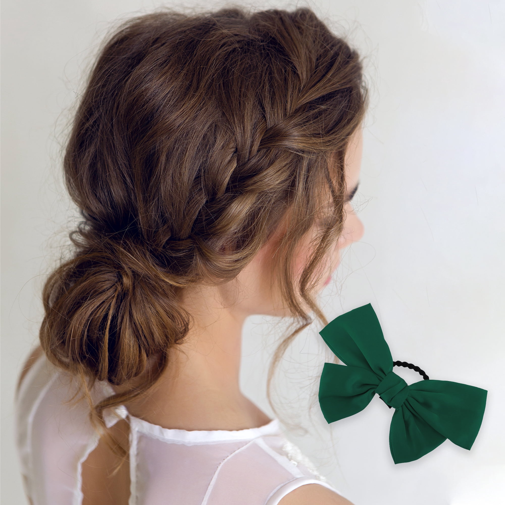 NOMADIC NOOK 3 Pcs Bowknot Hair Rope Hair Scrunchies for Women for Girls Green&Navy Blue&Beige