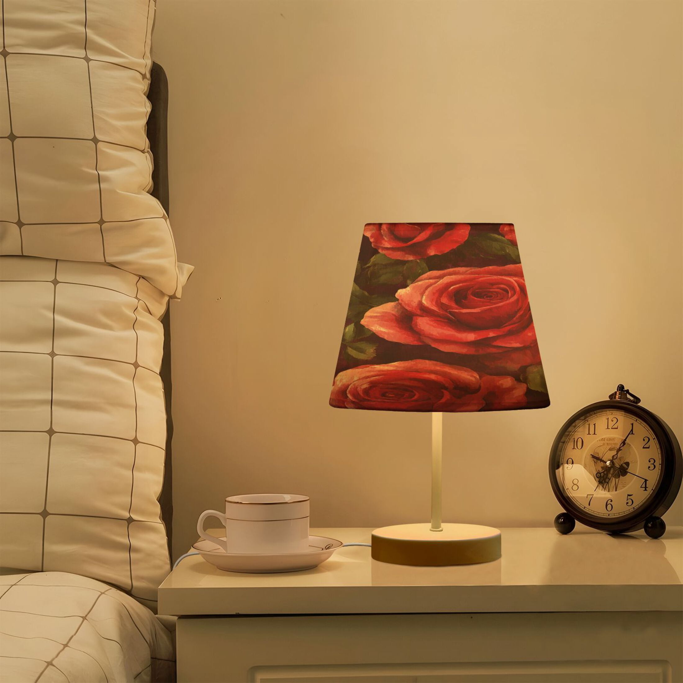 Table Lamp Small 5.9x10.8 Inches Table Lamps Night Light Tools & Home Improvement Bedroom Lamp Guest Room Lamp Study Lamp Office Lamp Beautiful Oil Painting Rose