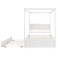 thumbnail image 5 of Full Size Canopy Bed with Twin Size Trundle, Wood Platform Bed with Headboard & Footboard and Slat Support,for Kids, Teens, Adults, No Box Spring Needed, 5 of 7