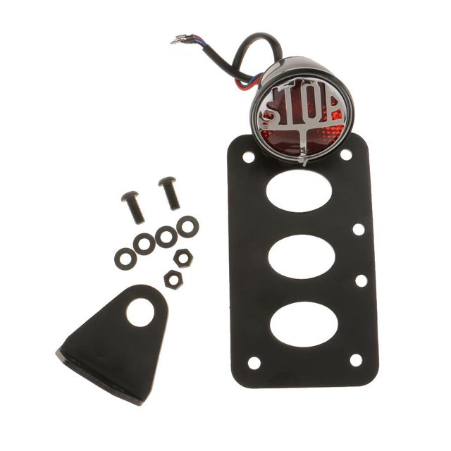 Soporte de matrícula Cola Luz trasera de motocicleta con bombilla de filamento DUAL 12V