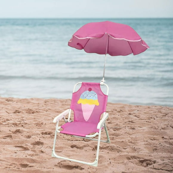 Silla plegable para acampar para niños, con sombrilla, tela Oxford, playa ligera helado