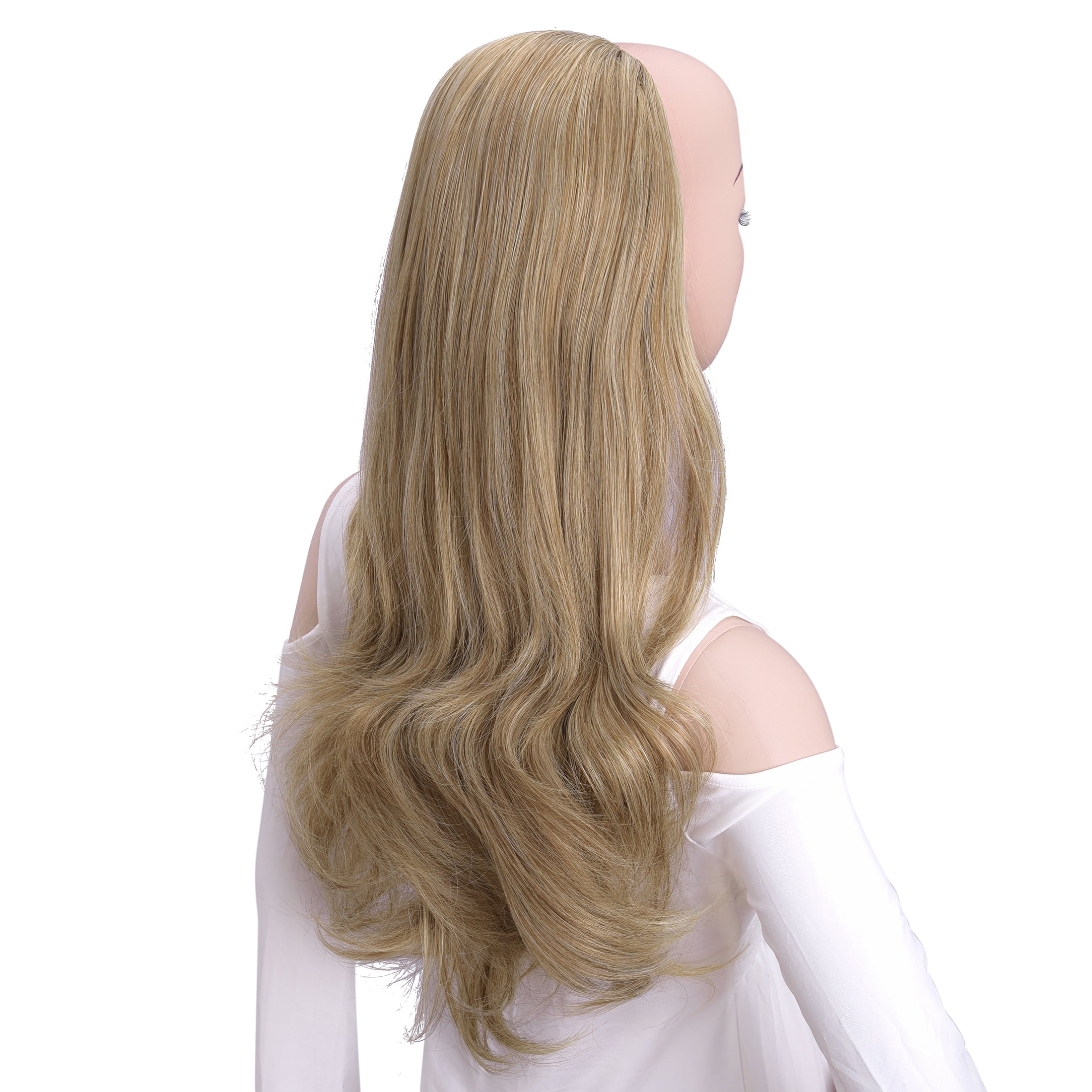 Silike 24" Long Wavy Clip in Half Head Tied Wig Premium Japanese Synthetic Fibers Hair Extensions for Women, 210g, Natural Looking Voluminous Waves for Added Length & Thickness, Heat Resistant