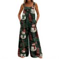 thumbnail image 7 of Womens Christmas Print Wide Leg Jumpsuit Adjustable Strap Sleeveless Overalls with Pockets 2XL, 7 of 7