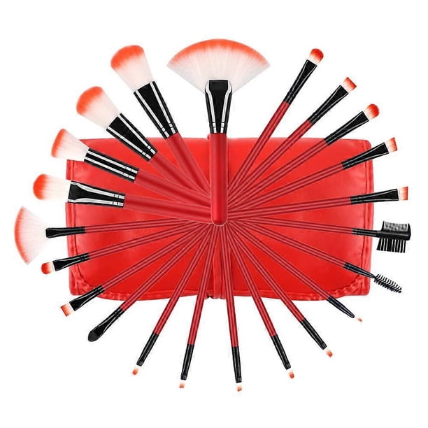 Professional Makeup Brush Set - 22pcs Red Cosmetic Brushes Kits No Shedding Foundation Eyeshadow Brushes with Storage Bag for Girls Ladies