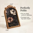thumbnail image 3 of Home Decor Collection 6x8 Gold Ornate Arch Tabletop Framed Moody Roses Floral Art with Metal Easel Back, Floral on Black Crystex Textured Finish Vintage Decorative Accent, 3 of 10