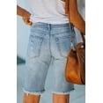 thumbnail image 5 of Blibea Womens Bermuda Jean Shorts American Flag Print Mid Waist Distressed Ripped Denim Bermuda Shorts Sky Blue 14, 5 of 5