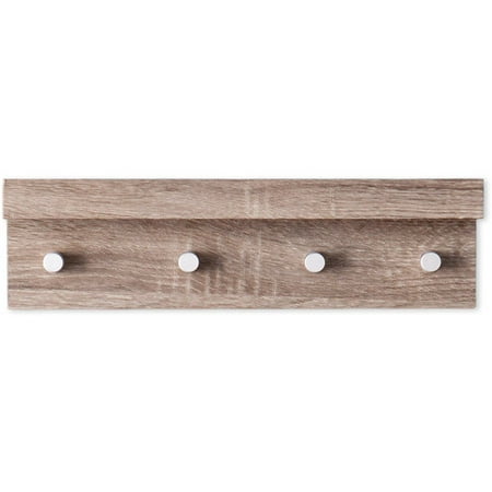 - Oscar Wall-Mount Shelf with Hangers, Grayed Oak
