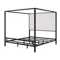 thumbnail image 5 of Euroco Metal King Size Canopy Bed with Upholstery Headboard, Black, 5 of 7