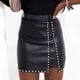 thumbnail image 3 of Gibobby faldas aesthetic para mujer, minifalda de cintura alta con decoración tachonada, minifalda de PU con corte en A, ropa de calle(Negro, M), 3 of 5
