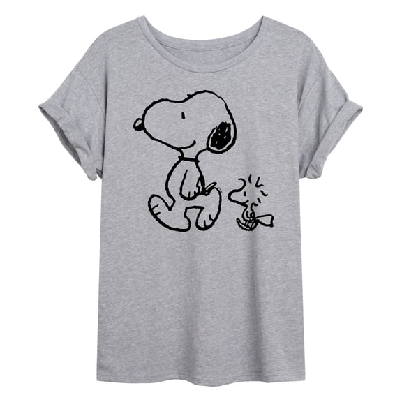 Peanuts - Snoopy Woodstock Walk - Juniors Oversized Graphic T-Shirt