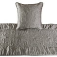 thumbnail image 2 of Handmade Silver CA King 86 x 18 inch Bed Runner without Pillow Cover, Satin Quilted Bed Scarf, Abstract Modern - Silver Soft, 2 of 5
