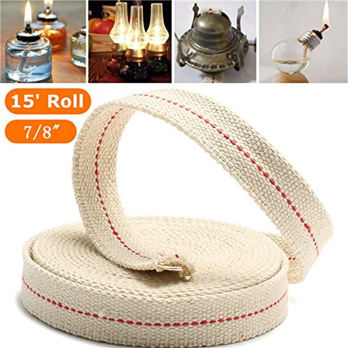 15ft 1'' 3/4'' 7/8'' 1/2'' Flat Cotton Oil Lamp Wick Roll For Oil Lamps Lanterns 