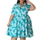thumbnail image 1 of Puntoco Vestido De Manga Corta Con Cuello En V, Vestido Bohemio Informal De Talla Grande Con Cuello En V, Liso Y Estampado, De Manga Corta, Vestido Con Vuelo, Azul Cielo Xxxxl, 1 of 7