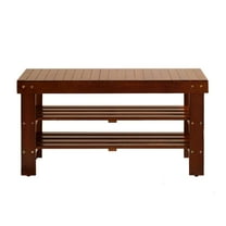 Roundhill Pina Solid Wood Storage Shoe Bench, Multiple Colors