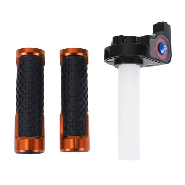 Kit de cubiertas de empuñaduras de mano de motocicleta Unique Bargains 7/8" 22mm 15/16" 24mm Aleación de aluminio, goma para manillar de motocicleta, scooter, bicicleta, ATV Naranja 1 juego