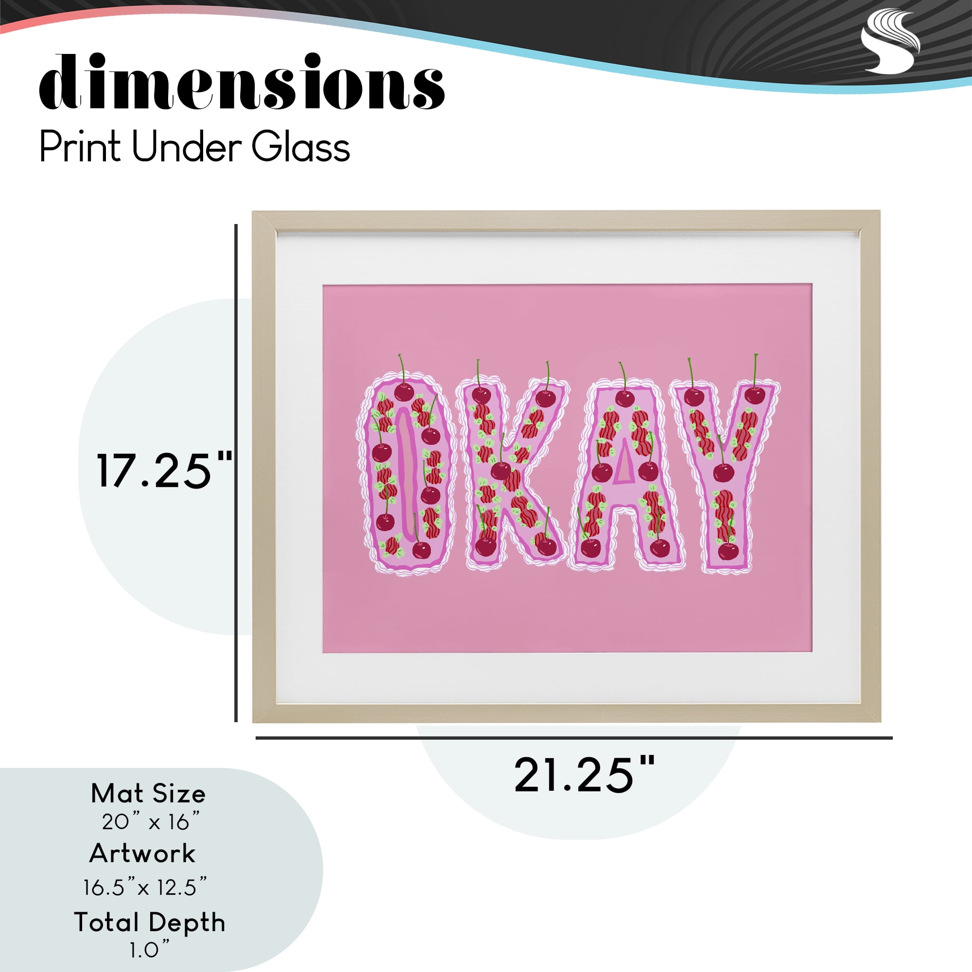 Stupell Industries Okay Pastel Cherry Cake Birch Framed Print Under Glass, design by Ziwei Li