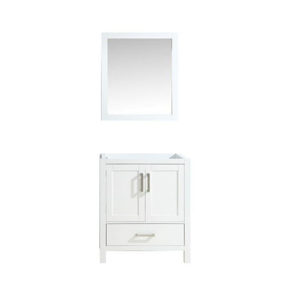 30 in. Jacques Single Vanity with No Top & 28 in. Mirror - White