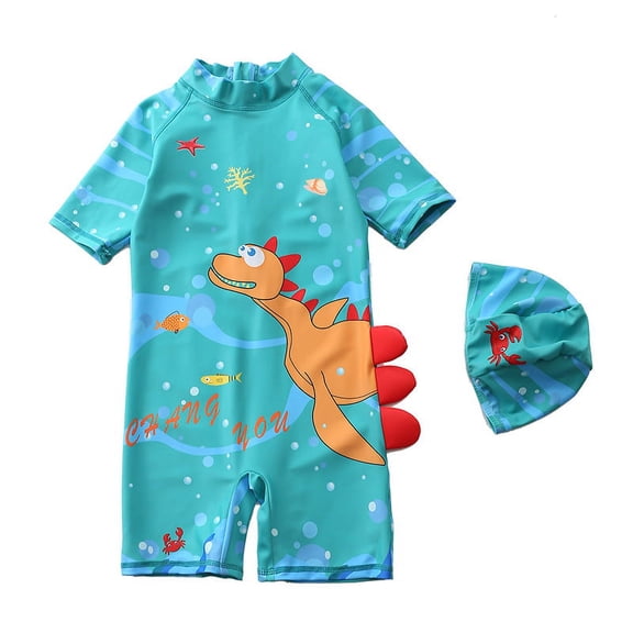 Baby Toddler Boys One Pieces Swimsuit Set Boys Swimwear With Swim Cap Dinosaur Bathing Suit Rash Guards Beach Wear A35