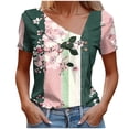 thumbnail image 2 of Horkkom Dress Shirts for Women Spring Summer V Neck Short Sleeve Blouses Floral Print Dressy Business Casual Tops XL, 2 of 5