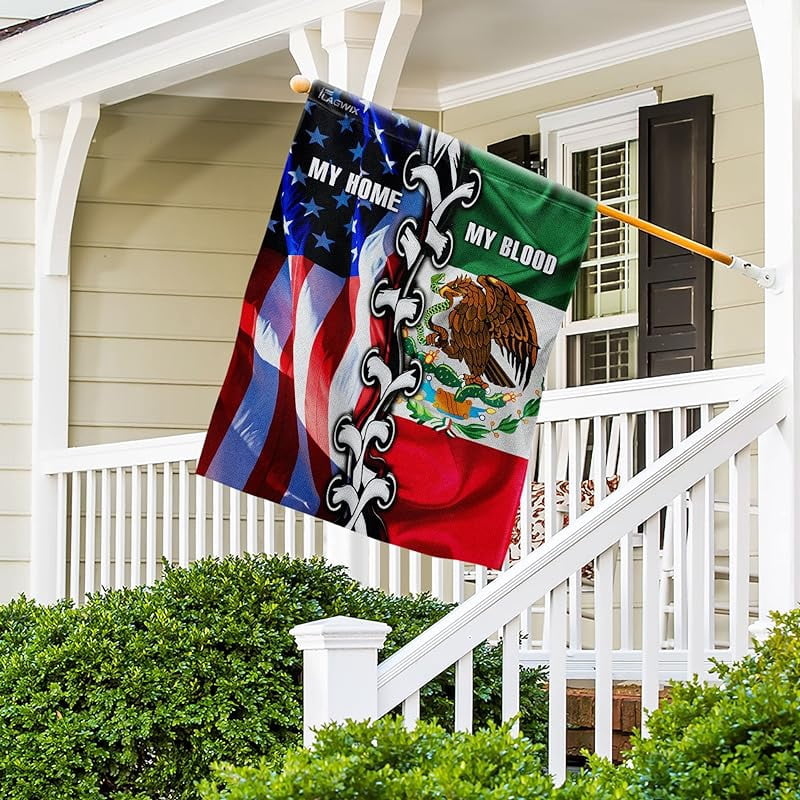 Mexican American, My Home My Blood Flag - 4th of July, Independence Day Decorations For Home, Garden Flag 12x18 - USA House Garden Flags Premium Polyester, Decorative Outdoor Flags