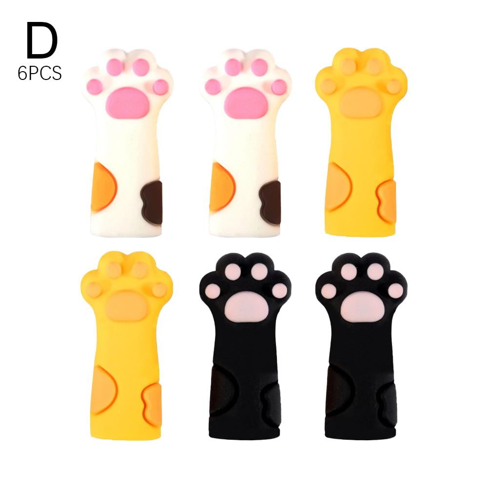 6Pcs Black Cat Paw Knitting Stitch Stoppers - Silicone Needle Tip Covers For Knitting & Crochet