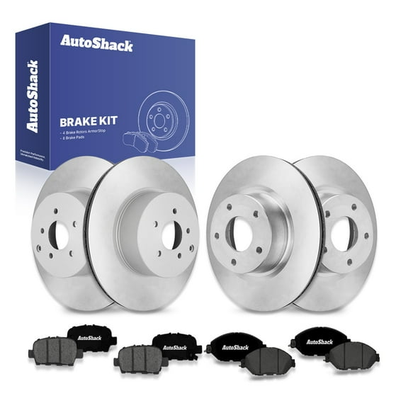 AutoShack Front & Rear Brake Rotors Premium Ceramic Brake Pads | Replacement For 2016 Nissan Pathfinder 3.5L V6 4WD FWD | Coated | 12-PC Brake Kit | ArmorStop