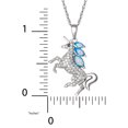 thumbnail image 3 of Brilliance Fine Women's Sterling Silver Cubic Zirconia and Created Opal Unicorn Pendant, 18" Chain, 3 of 3