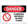 thumbnail image 1 of SignMission OS-DS-A-1218-L-1253 12 x 18 in. OSHA Danger Sign - Flammable Materials No Open Flames, 1 of 1