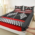 thumbnail image 3 of Homewish Racing Car Twin Sheet Sets,Extreme Sport Twin Fitted Sheet,Red White Black Flat Sheet For Boys Kids,Luxury Bedroom Decor,3pcs, 3 of 7