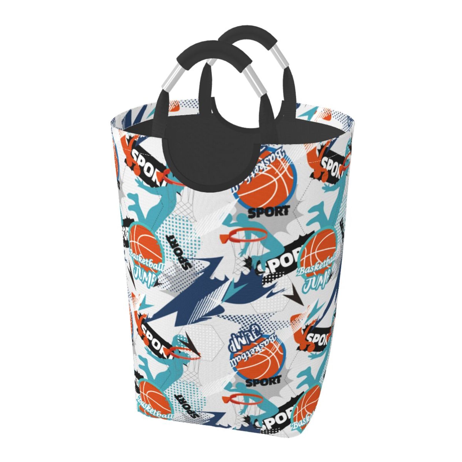 XMXY Doodle Basketball Sports Rectangular Laundry Basket Organizer,Collapsible Tall Clothes
