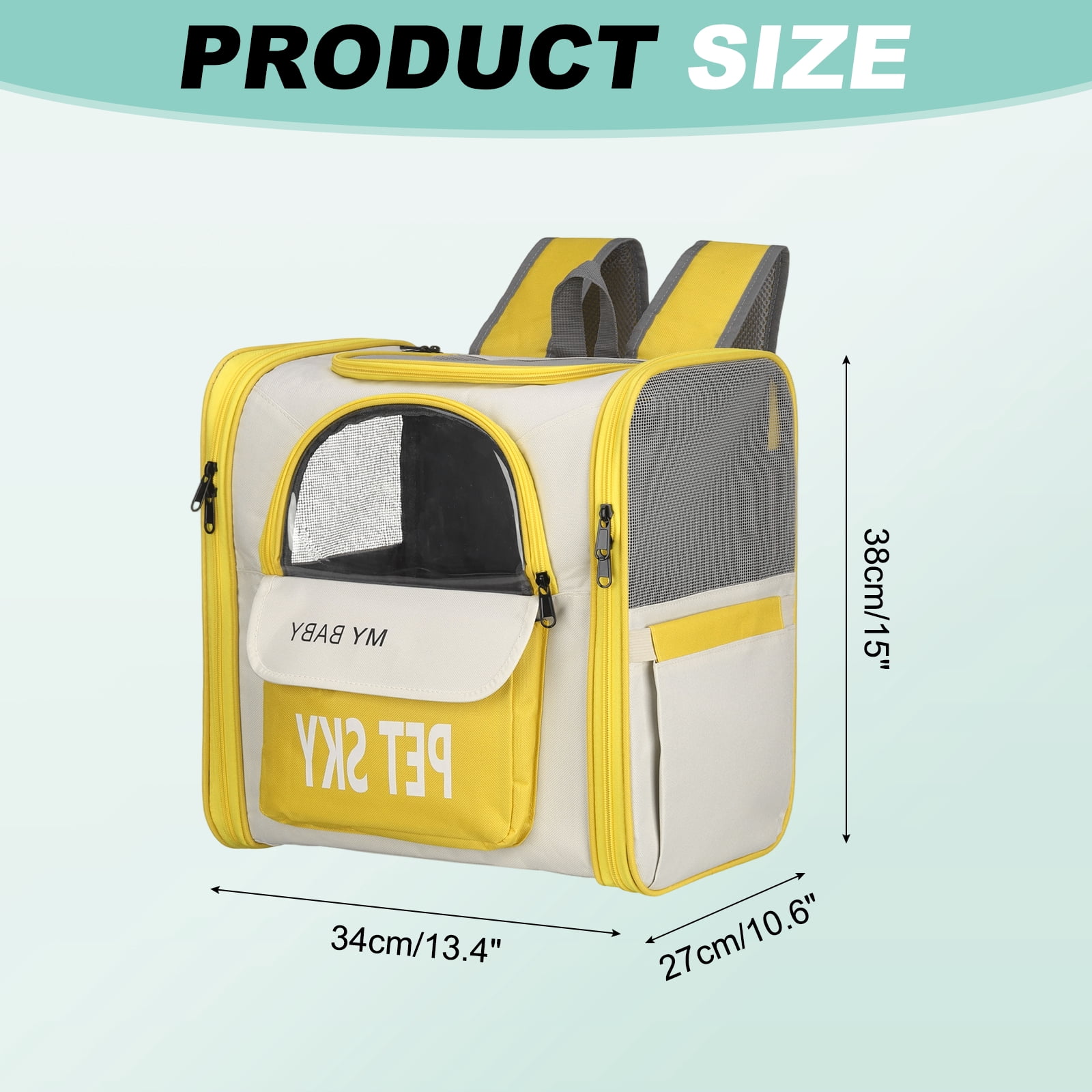 Uxcell Cat Backpack Carrier, Large Space & Breathable, Pet Hiking Travel Backpack for Cats or Small Dogs Puppies, Intended for Hiking / Camping / Traveling (Yellow, 13"x11"x15")