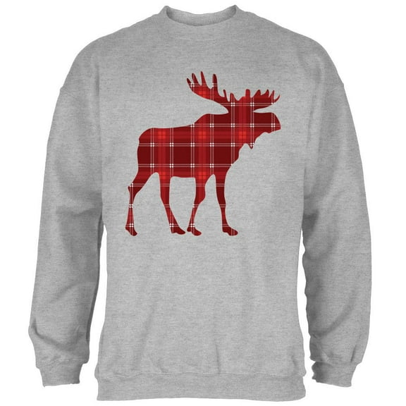 Autumn Plaid Moose Mens Sweatshirt Heather SM