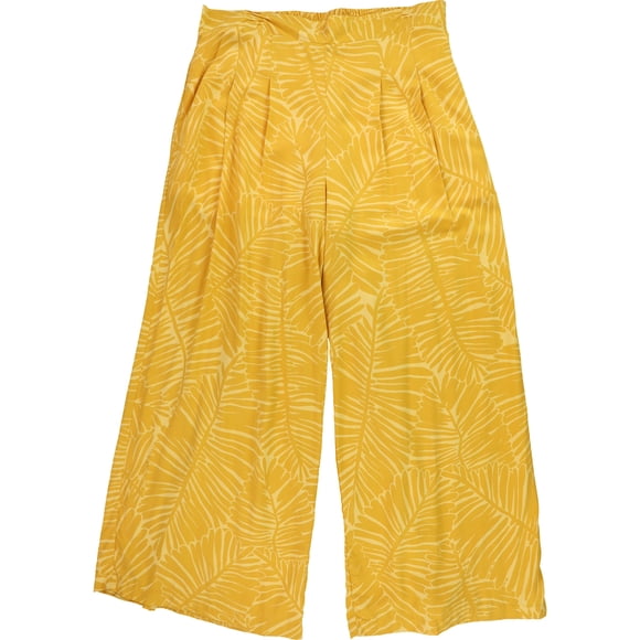 Nina Parker Womens Exploded Geo Swirl Wide Leg Relaxed Casual Pants, yellow, Plus Size, 1X