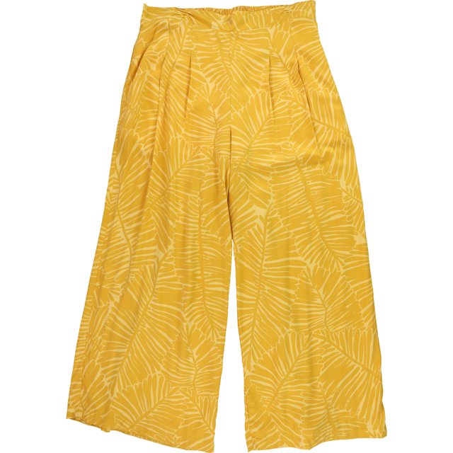 Nina Parker Womens Exploded Geo Swirl Wide Leg Relaxed Casual Pants, yellow, Plus Size, 1X