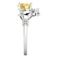 thumbnail image 3 of 1.05 ctw Claddagh Anniversary Ring for Women | Heart Cut Simulated Yellow Diamond | Hyperallergenic Solid 18K White Gold, 3 of 5