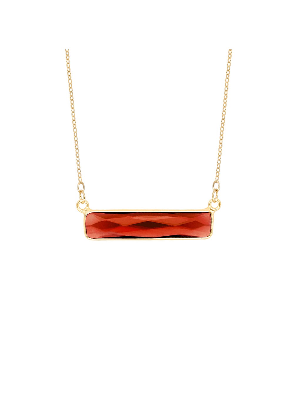 January Garnet Quartz Gemstone Gold Bar Necklace, Women's, Size: 1, Grey Type